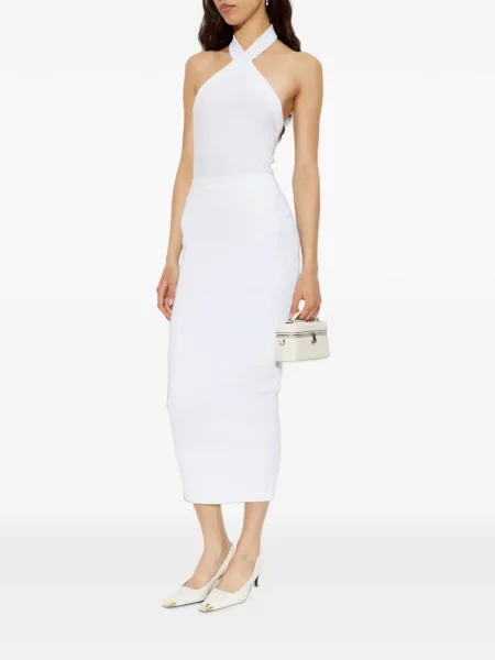 Body Balmain cu paiete cu gât halter alb