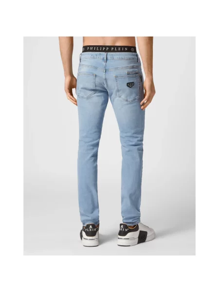 Jeansy straight leg Philipp Plein niebieskie