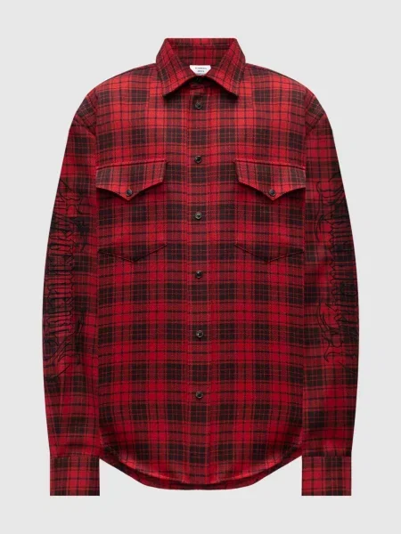 Шерстяная клетчатая рубашка Vetements красная