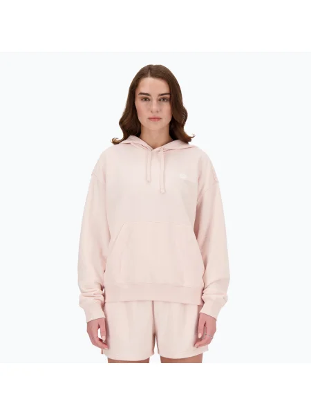 Хавлиени блуза New Balance с качулка розово