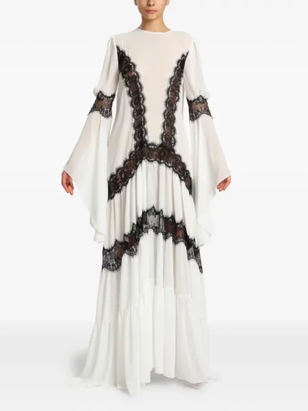 Rochie maxi Miau By Clara Rotescu din dantelă alb