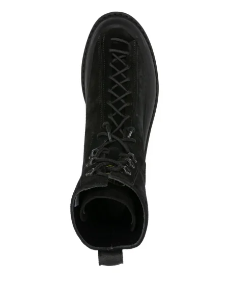 Botine Stone Island cu șireturi din piele de căprioară cu strasuri negru