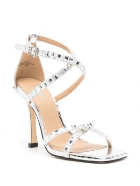 Iš natūralios odos dryžuota odinė rankinė Michael Michael Kors iki kelių mėlyna