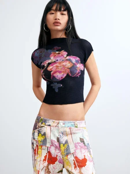 Desigual Bluză roz / roz negru