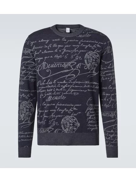 Volneni pulover Berluti modra