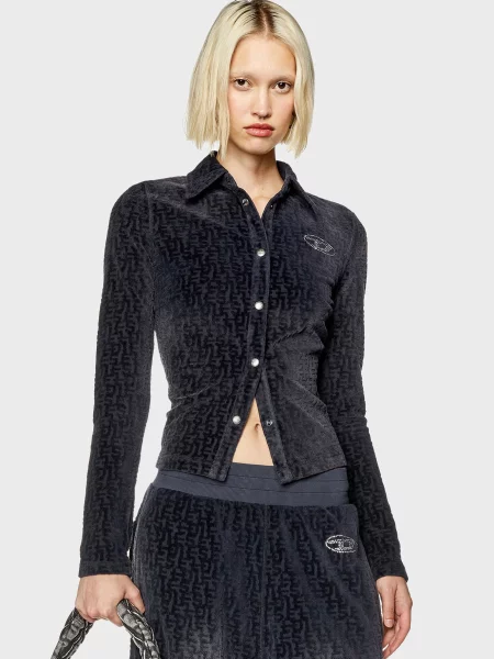 Велюрова сорочка Diesel чорна