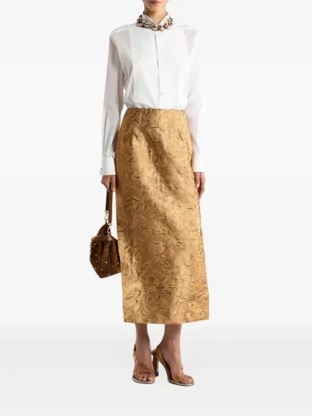 Jacquard midi-suknja Etro s cvjetnim printom