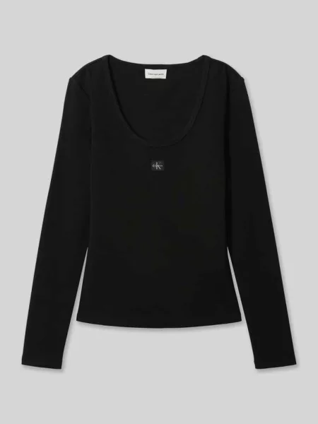 Calvin Klein Jeans Koszulka Z Długim Rękawem schwarz czarna