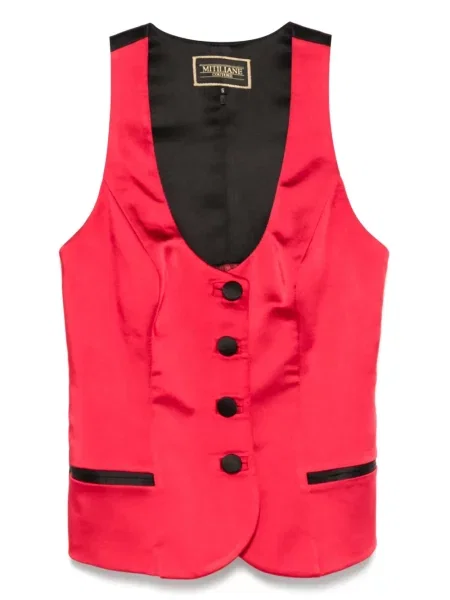 Vestă Mitiliane Couture din satin roșu