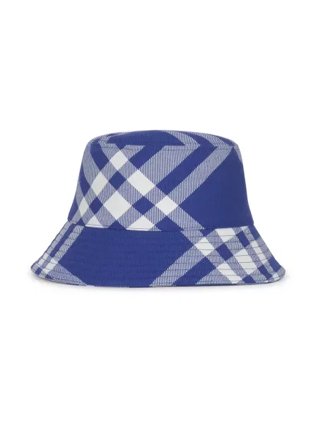 Czapka Burberry wełniana w kratę niebieska