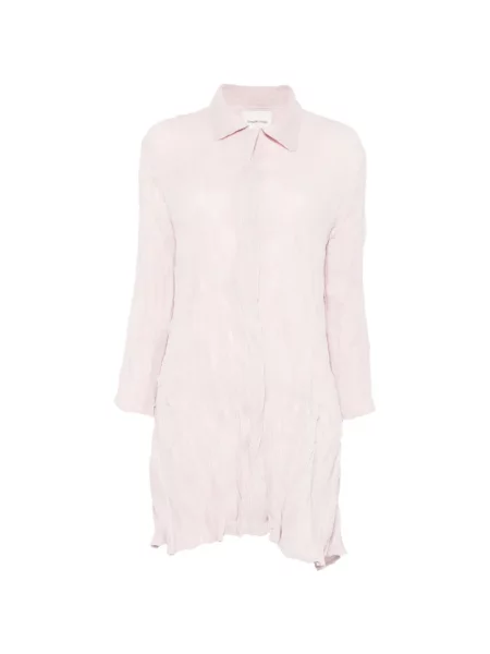 Mini rochie tip cămașă Gongdid Design plisată de costum roz