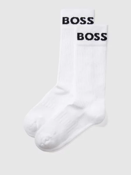 Skarpety Boss z nadrukiem ze stretchu białe