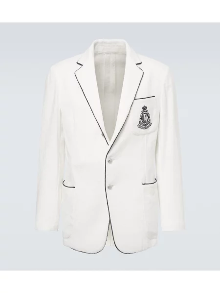 Sacou Ralph Lauren Purple Label cu broderie din material terry alb