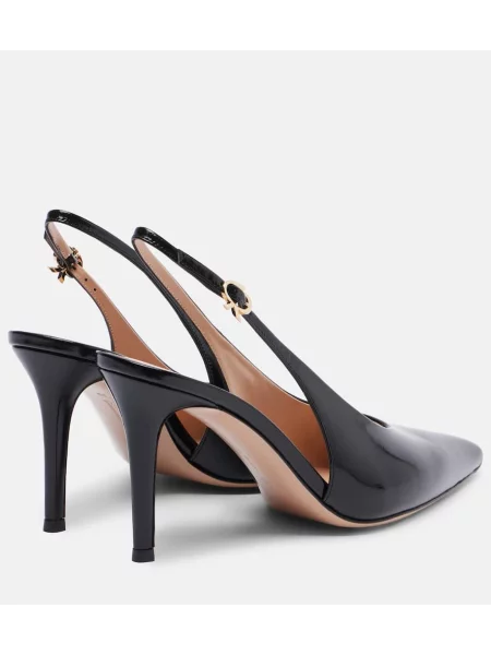 Pantofi cu toc Gianvito Rossi din piele slingback negru