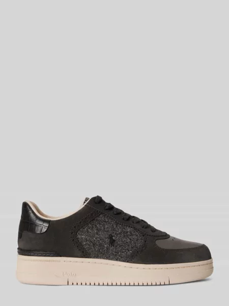 Sneakersy niskie ze skóra bydlęca nappa z panelem z wełny Polo Ralph Lauren czarne