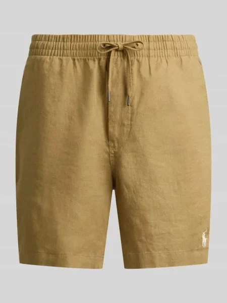Szorty z lnu ze ściągaczem w pasie i przeszytym logo Polo Ralph Lauren