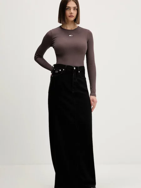 Tommy Jeans spódnica jeansowa maxi prosta czarny