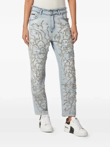 Blugi mom fit Philipp Plein albastru