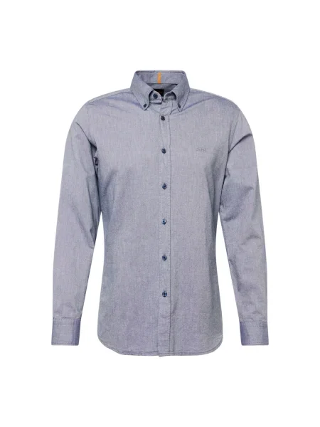 Риза BOSS ORANGE мъжка тъмносиньо със стандартна кройка с италианска яка синьо