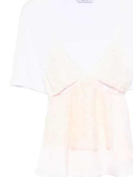 Tricou Pushbutton din dantelă alb