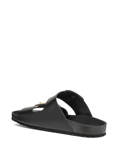 Papuci Geox din piele cu cataramă negru