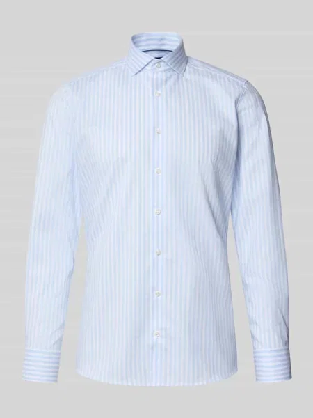 Koszula biznesowa o kroju slim fit z mieszanki bawełny Olymp Level 5 błękitna