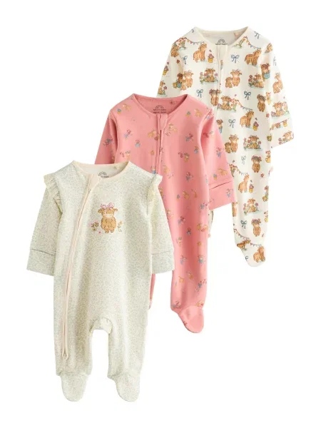 Next Pijamale crem / maro deschis / mentă / roz verde