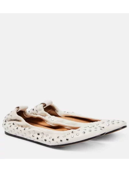 Balerini Isabel Marant din piele alb
