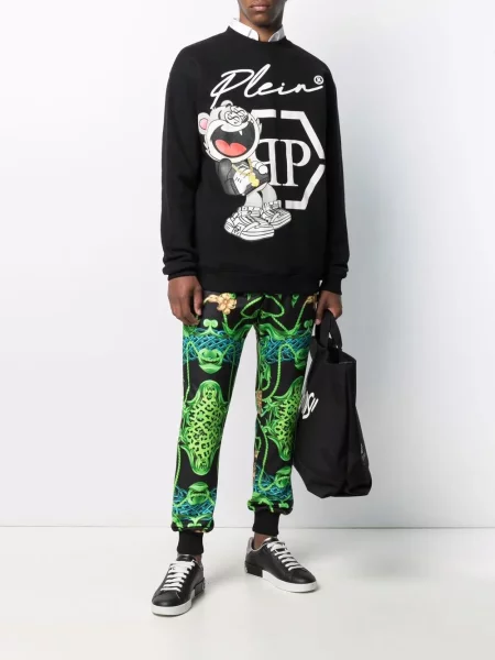 Τρέξιμο παντελόνι Philipp Plein με σχέδιο μαύρο