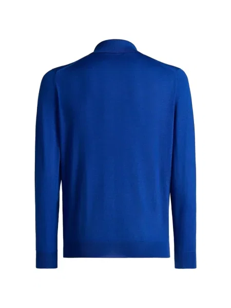 Lung tricou polo Kiton albastru