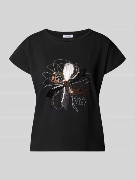 Męski t-shirt o kroju regular fit z mieszanki bawełny i modalu More & More czarna