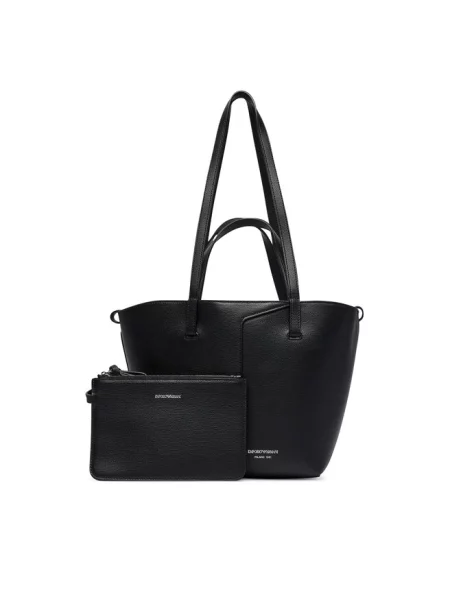 Emporio Armani torebka shopper skórzana czarna