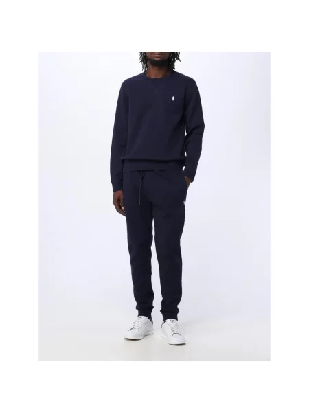 Dzianinowe spodnie Polo Ralph Lauren wiązane niebieskie