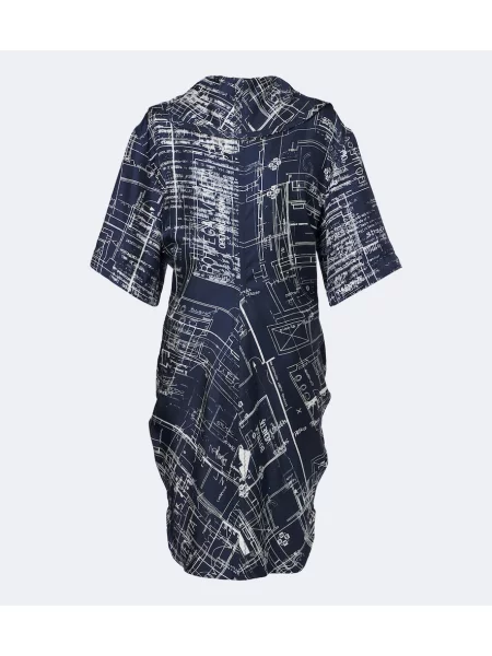 Midi šaty Bottega Veneta modrá