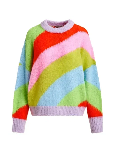 Pulover Essentiel Antwerp cu dungi tricotate verde