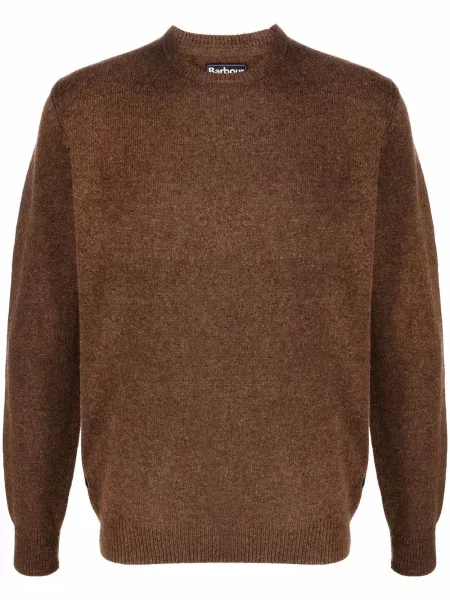 Pulover Barbour tricotate cu decolteu rotund maro