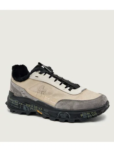 Premiata Sneakers cu adaos de piele bej