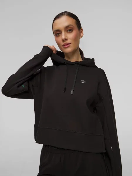 Lacoste bluza z kapturem gładka czarny