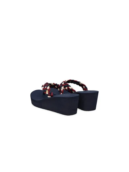 Dámske žabky Tommy Hilfiger Wedge Braided Summer Sandal rwb biela