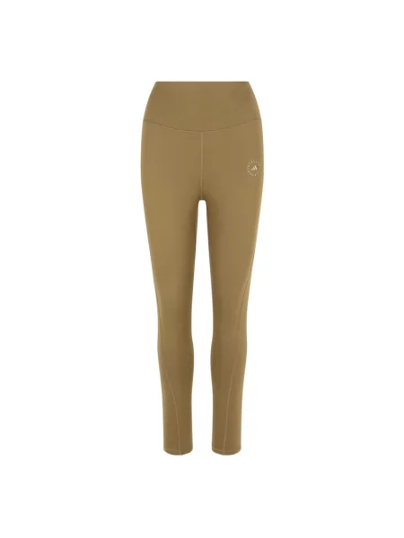 Spodnie Adidas By Stella Mccartney z wysoką talią z logo brązowe