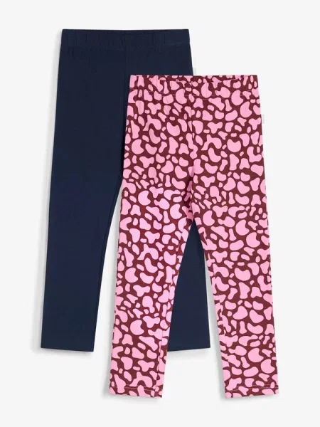 Legginsy marki Lurchi z elastycznej mieszanki bawełny organicznej zestaw 2 szt. niebieskie