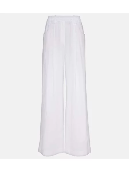 Pantaloni Brunello Cucinelli cu talie înaltă alb