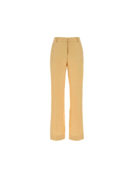 Lniane spodnie Weekend Max Mara żółte
