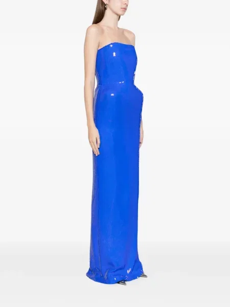 Rochie maxi David Koma fără bretele albastru