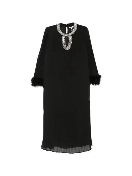 Rochie Paper Lace cu pene din dantelă negru
