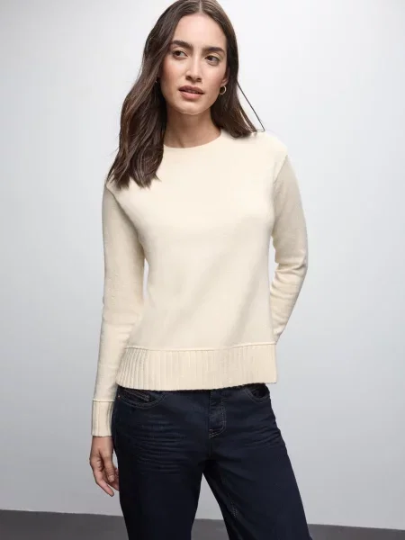 Street One Sweter z dzianiny Kobiety Sztuczne włókno jednolity 38 biały