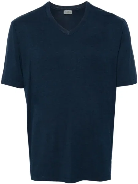 Tricou Hanro cu decolteu în V albastru