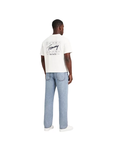 Tommy Jeans Tricou SIGN FLAG' alb