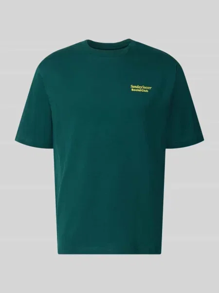T-shirt z nadrukiem z napisem model BENJI' Mcneal zielona