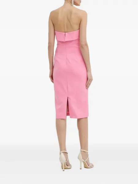 Rochie midi Bardot până la genunchi de costum roz